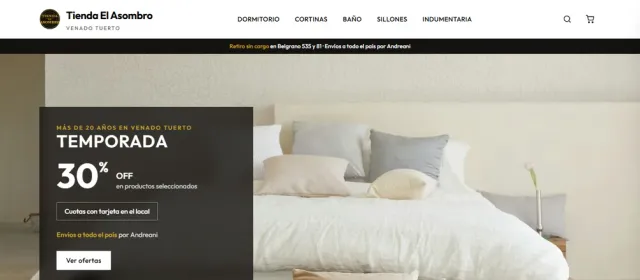 Diseño web de Tienda El Asombro — tienda online de blanquería e indumentaria en Venado Tuerto