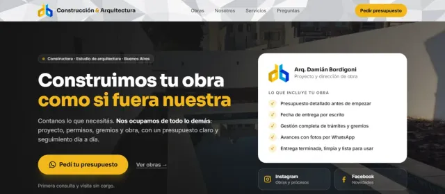 Diseño web de DB Construcción & Arquitectura — constructora y estudio de arquitectura en Buenos Aires