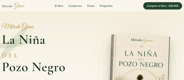 Diseño web de Método Grace — libro La Niña del Pozo Negro y cuadernos de una terapeuta holística