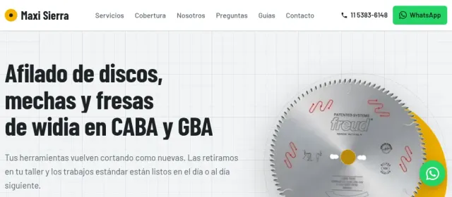 Diseño web de Maxi Sierra — afilado de herramientas de widia en CABA y GBA